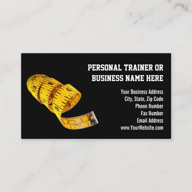 Tarjeta De Visita Pérdida de peso personal amarilla del instructor (Anverso)