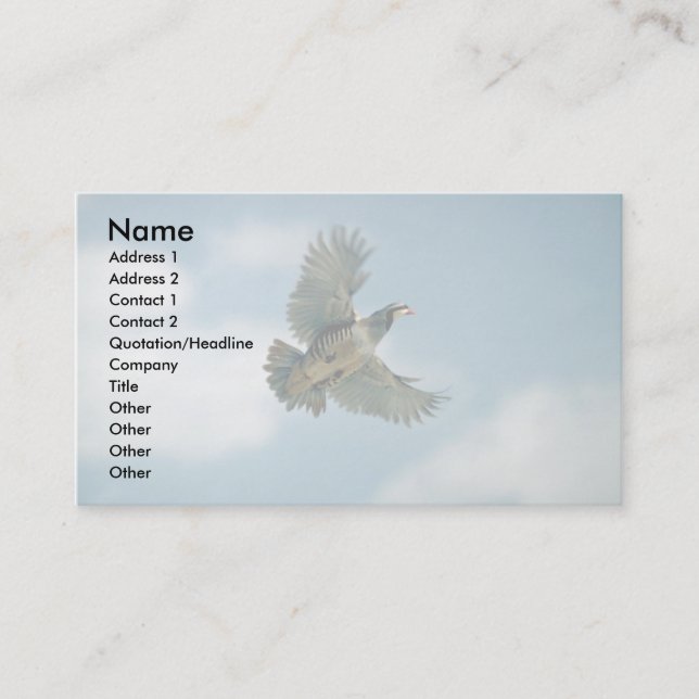 Tarjeta De Visita Perdiz de Chukar en vuelo (Anverso)