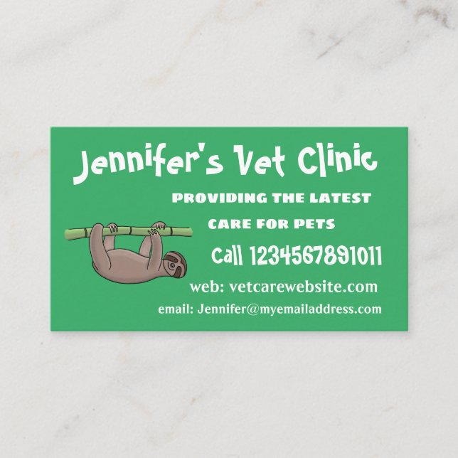 Tarjeta De Visita Pereza sonriente suave en el ilustracion personali (Anverso)