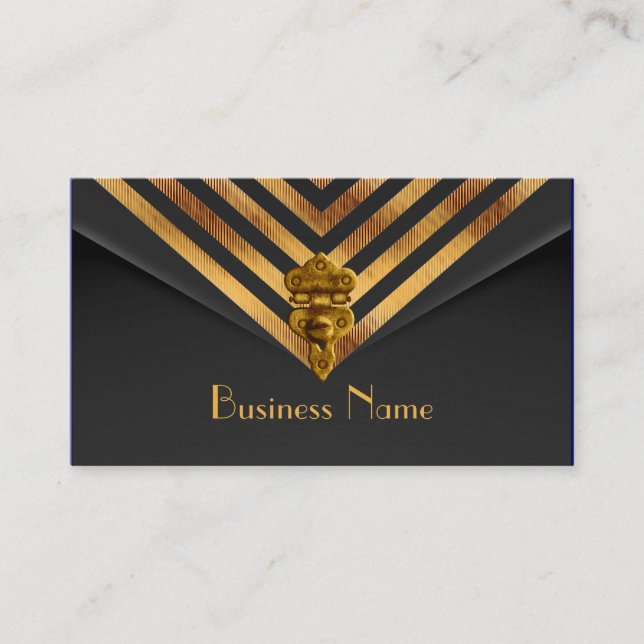 Tarjeta De Visita Perfil Business Gold Black Velvet Stripe (Anverso)