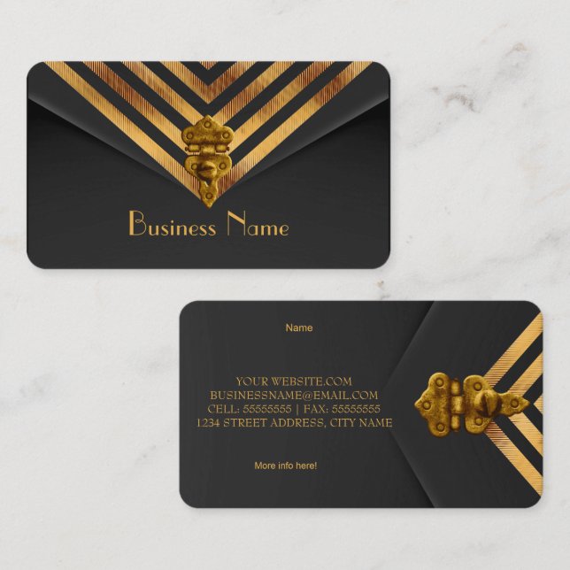 Tarjeta De Visita Perfil Business Gold Black Velvet Stripe (Anverso / Reverso)