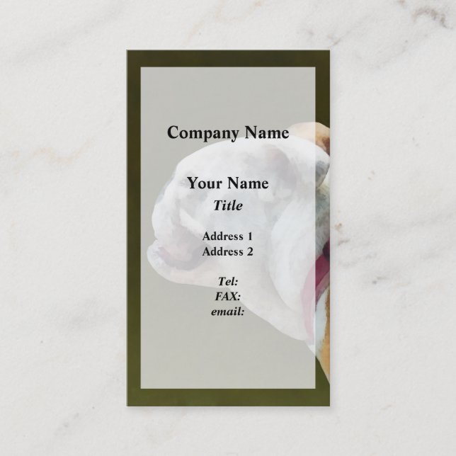 Tarjeta De Visita Perfil de Bulldog en inglés (Anverso)