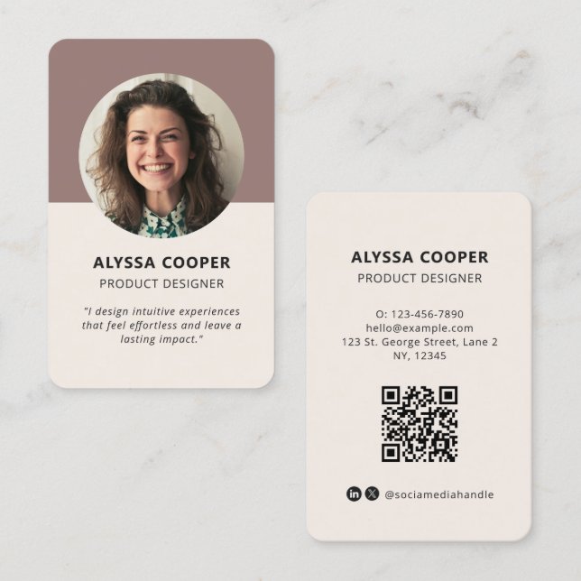 Tarjeta De Visita Perfil de código QR de fotografía de Personalizado (Anverso / Reverso)