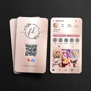 Tarjeta De Visita Perfil de Instagram de artista de uñas en código Q