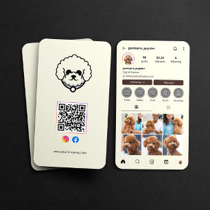 Tarjeta De Visita Perfil de Instagram Perro Influencer Biege Código 