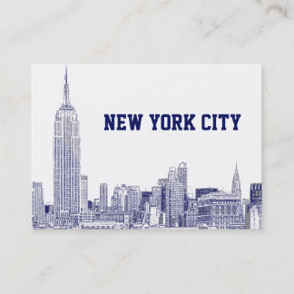 Tarjeta De Visita Perfil de la ciudad de Nueva York Grabado 01 Azul