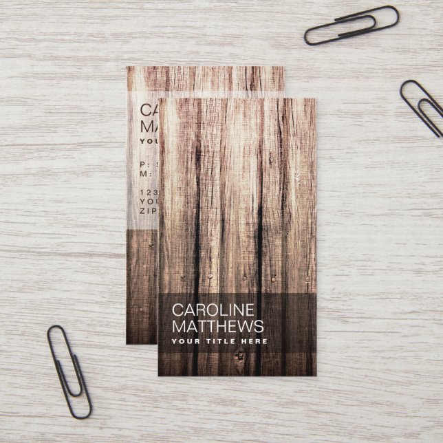 Tarjeta De Visita Perfil de madera resistido elegante del (Anverso/Reverso In Situ)