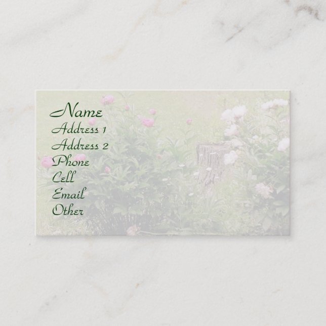 Tarjeta De Visita Perfil de Rosas de jardín (Anverso)