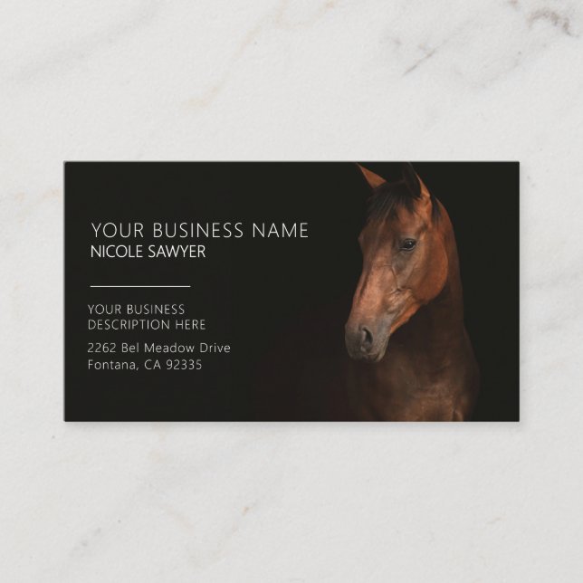 Tarjeta De Visita Perfil del caballo de caballos personalizado (Anverso)