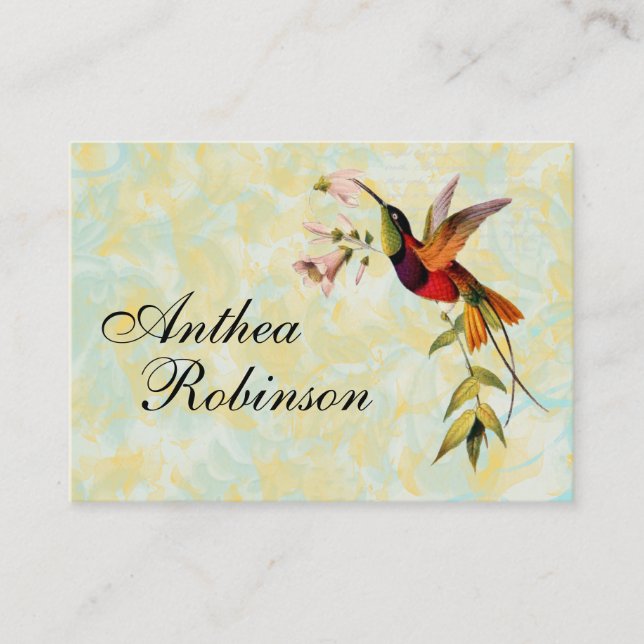 Tarjeta De Visita Perfil del colibrí del vintage (Anverso)