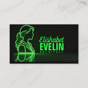 Tarjeta De Visita Perfil delineado en verde: elegancia reflectante s