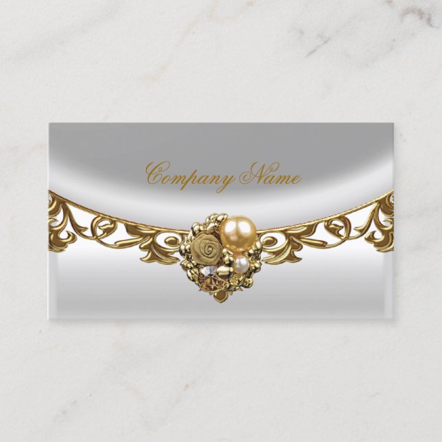 Tarjeta De Visita Perfil Gray White Gold Elegant Boutique Gold (Anverso)
