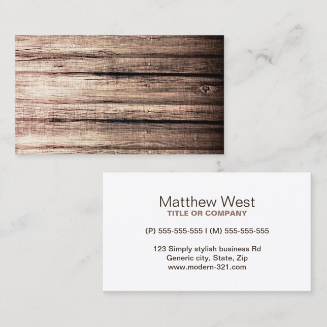 Tarjeta De Visita Perfil profesional de la textura de grano de mader (Anverso / Reverso)