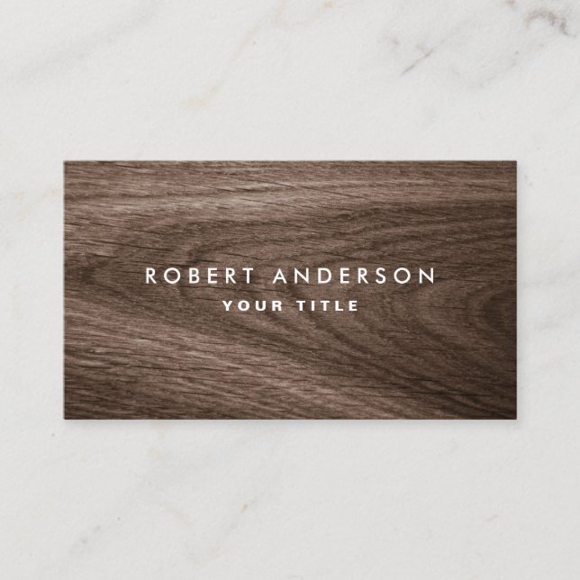 Tarjeta De Visita Perfil profesional del grano de madera oscura (Anverso)
