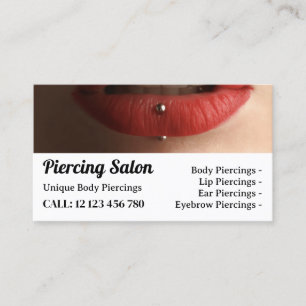 Tarjeta De Visita Perforación de Labios Joyería de Plata Elegante Ro
