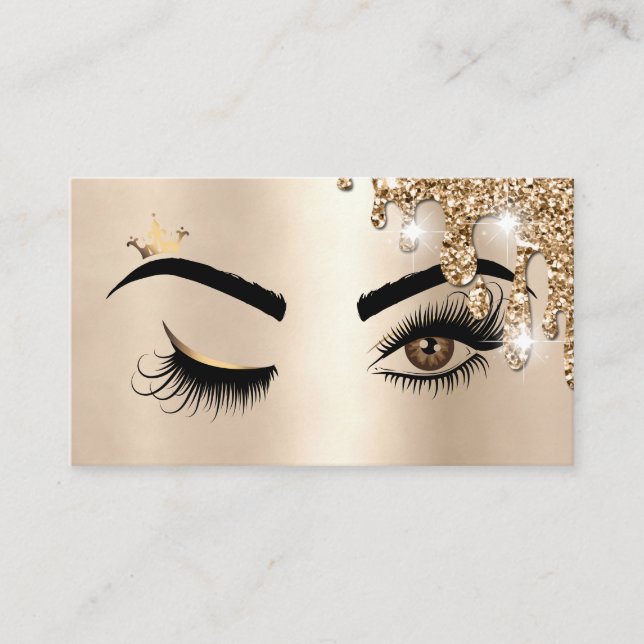 Tarjeta De Visita Perforación de Oro maquillaje Wink Salón De Bellez (Anverso)