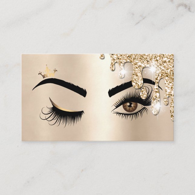 Tarjeta De Visita Perforación de Oro maquillaje Wink Salón De Bellez (Anverso)