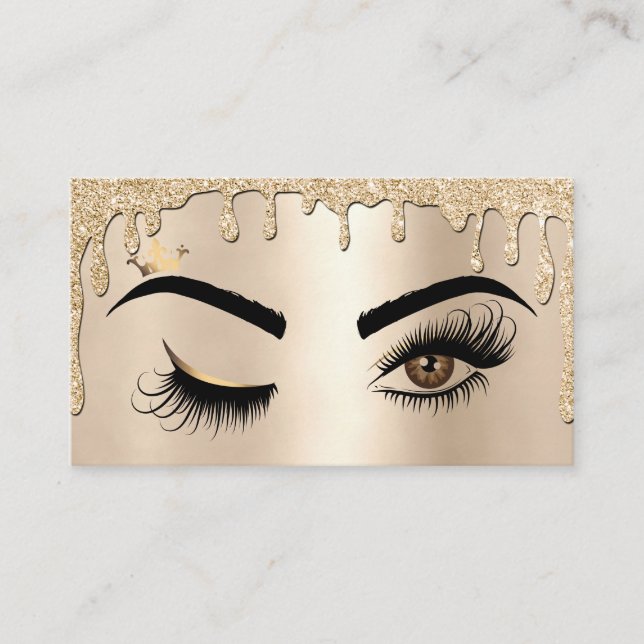 Tarjeta De Visita Perforación de Oro maquillaje Wink Salón De Bellez (Anverso)