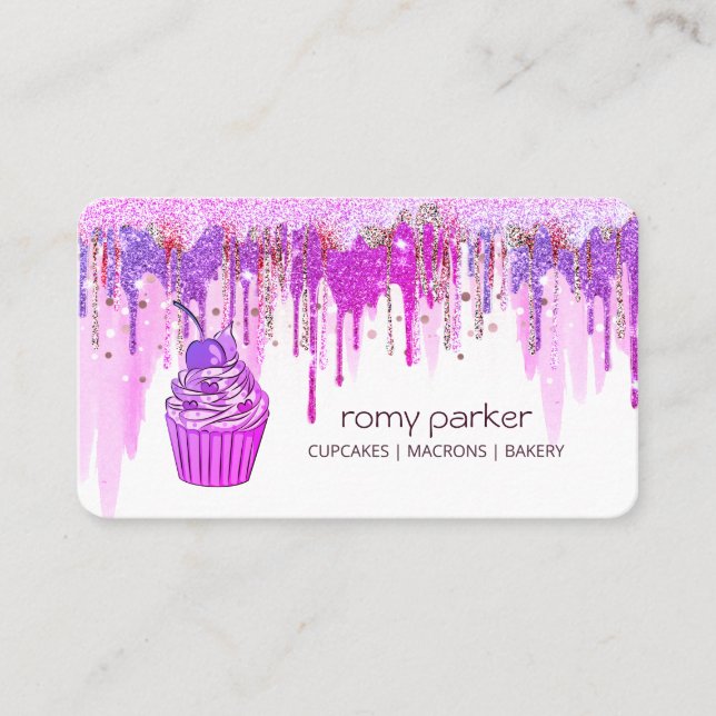 Tarjeta De Visita Perforación de pastelería morada en casa (Anverso)
