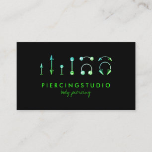 Tarjeta De Visita Perforación del cuerpo de joyería elegante y verde