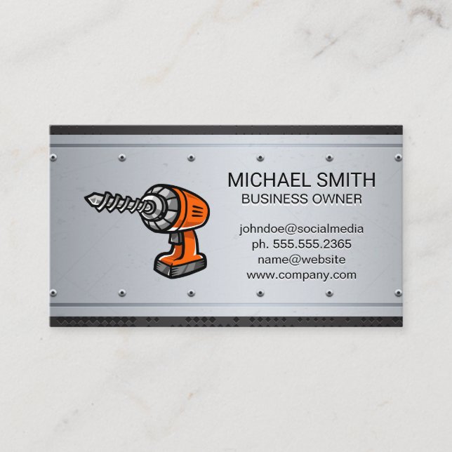 Tarjeta De Visita Perforación eléctrica | Rivetos Metalizado metálic (Anverso)