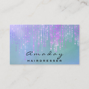 Tarjeta De Visita Perforación holográfica de la peluca azul rosada