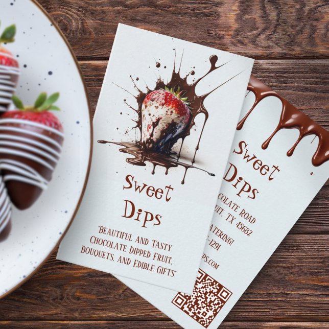 Tarjeta De Visita Perforaciones de fresa cubiertas de chocolate (Chocolate Covered Strawberry Drips Business Card)