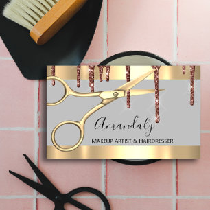 Tarjeta De Visita Perforaciones de las tijeras doradas del peluquero