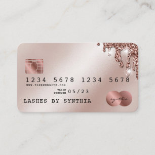 Tarjeta De Visita Perforaciones de Purpurina de oro con estilo Rosa 