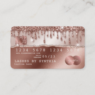 Tarjeta De Visita Perforaciones de Purpurina de oro estilo Rosa con