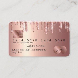 Tarjeta De Visita Perforaciones de Purpurina de oro estilo Rosa con