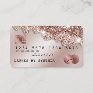 Tarjeta De Visita Perforaciones de Purpurina de oro estilo Rosa con
