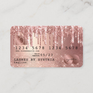 Tarjeta De Visita Perforaciones de Purpurina de oro estilo Rosa con