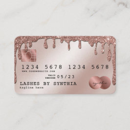 Tarjeta De Visita Perforaciones de Purpurina de oro estilo Rosa con 