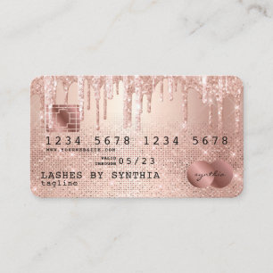 Tarjeta De Visita Perforaciones de Purpurina de oro estilo Rosa con