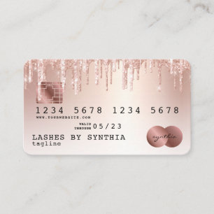 Tarjeta De Visita Perforaciones de Purpurina de oro estilo Rosa con