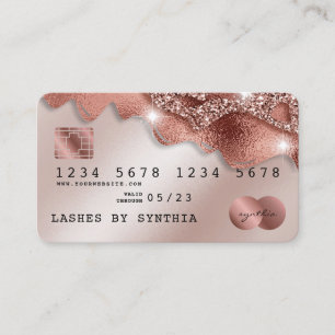 Tarjeta De Visita Perforaciones de Purpurina de oro estilo Rosa con