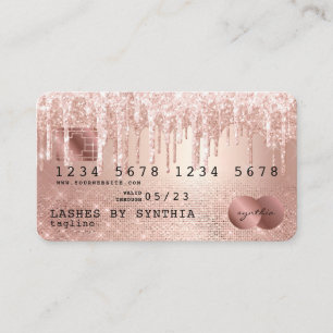 Tarjeta De Visita Perforaciones de Purpurina de oro estilo Rosa con
