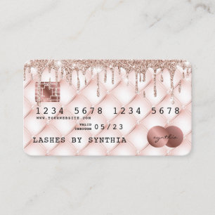 Tarjeta De Visita Perforaciones de Purpurina de oro estilo Rosa con