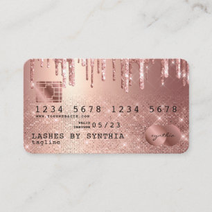 Tarjeta De Visita Perforaciones de Purpurina de oro estilo Rosa con