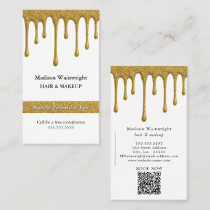 Tarjeta De Visita Perforaciones de Purpurina Glam Metallic Gold