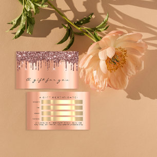 Tarjeta De Visita Perforaciones de Purpurinas Metalizado de oro con 