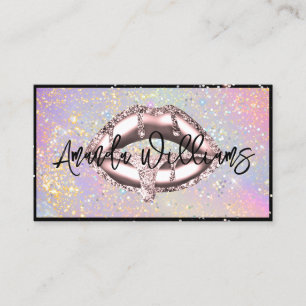 Tarjeta De Visita Perforaciones Holográficas de Purpurina de Glam Ún