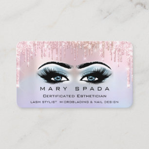 Tarjeta De Visita Perforaciones holográficas rosas maquillarse los 
