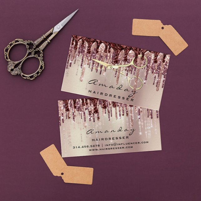 Tarjeta De Visita Perforaciones Rosas de las tijeras de las peluquer (Subido por el creador)