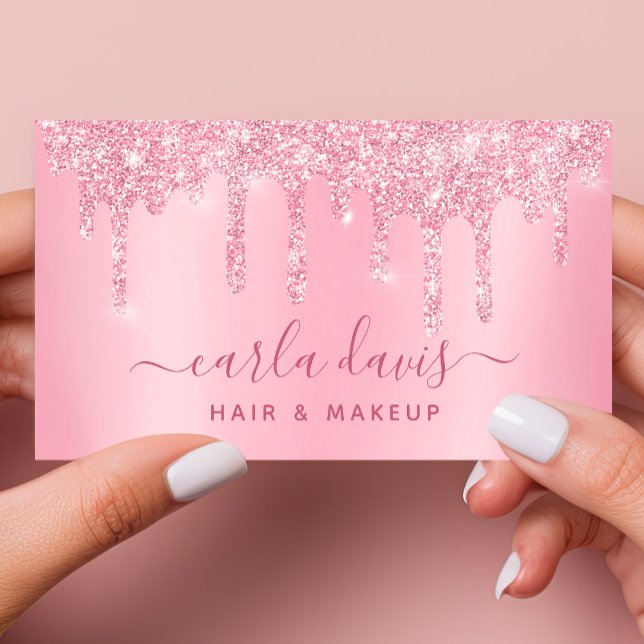 Tarjeta De Visita Perforaciones rosas Esparkle Lash Salon Makeup Art (Subido por el creador)
