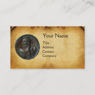 Tarjeta De Visita Pergamino DE BRONCE ROMANO ANTIGUO del MONOGRAMA