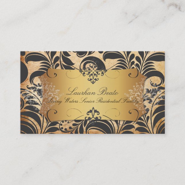 Tarjeta De Visita Pergamino de PixDezines Bellissimo damask/faux (Anverso)