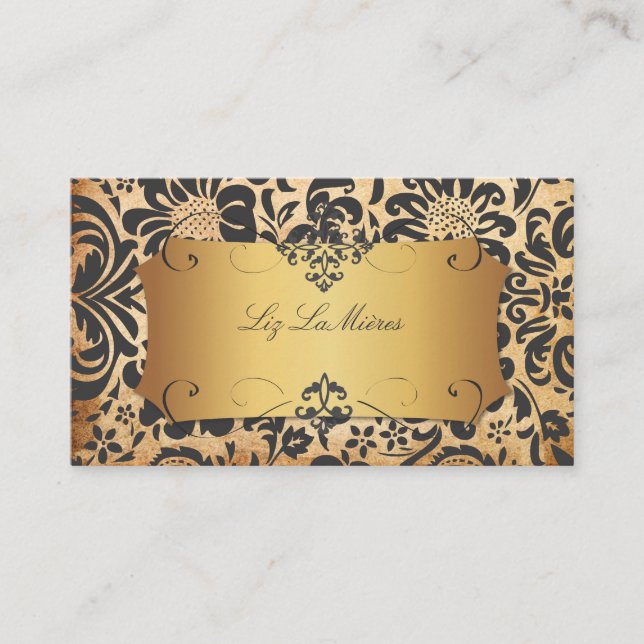 Tarjeta De Visita Pergamino de PixDezines Fidora Damask/faux (Anverso)
