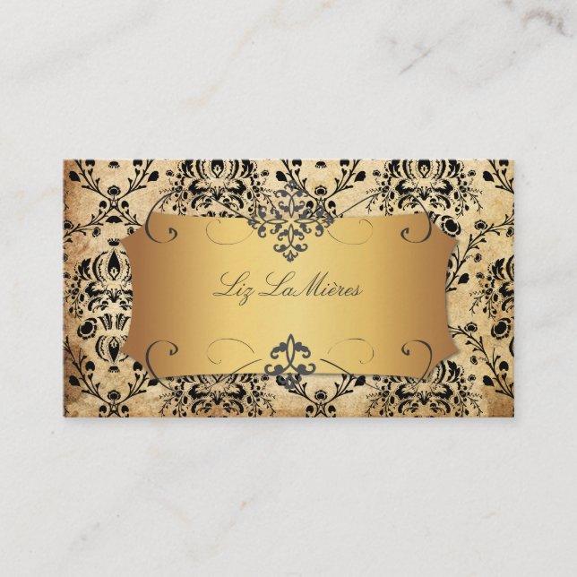 Tarjeta De Visita Pergamino Dolcè damask/faux de PixDezines (Anverso)